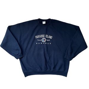 Gildan Oversized Embroidered Bahamas Vacation Paradise Crewneck Sweatshirt (XL)